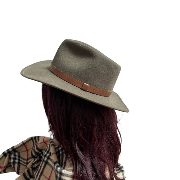 Boutique 100% Wool Olive Fedora Made in USA with Leather Trim NWT Unisex - Picture 6 of 15